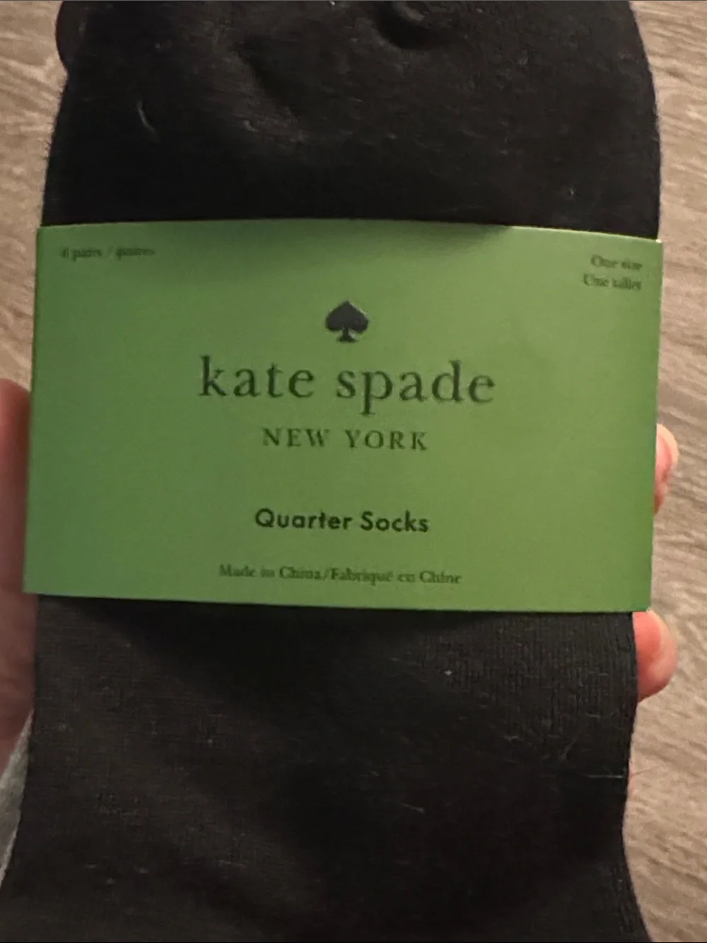 NWT. kate spade quarter socks. 6 pairs. One size. Black, Gray, white